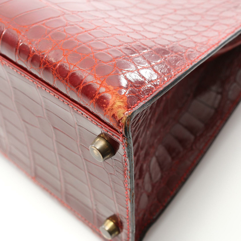 HERMES Kelly 32 Braise 手提包 鱷魚皮 Lycee Bordeaux 二手女士-8