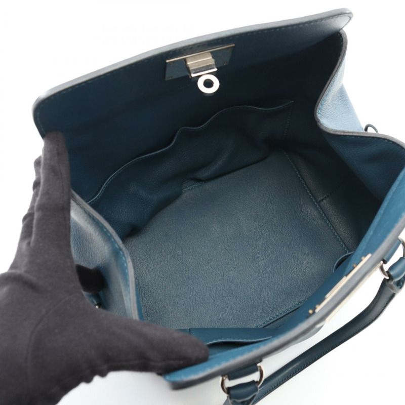 HERMES Toolbox 20 手提單肩包 D Swift 皮革 藍色 二手 SHW-2