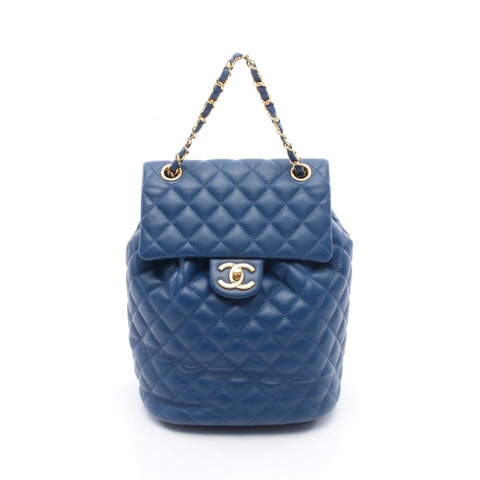 CHANEL 菱格紋鏈條單肩背包 A91121 小羊皮 藍色 GHW