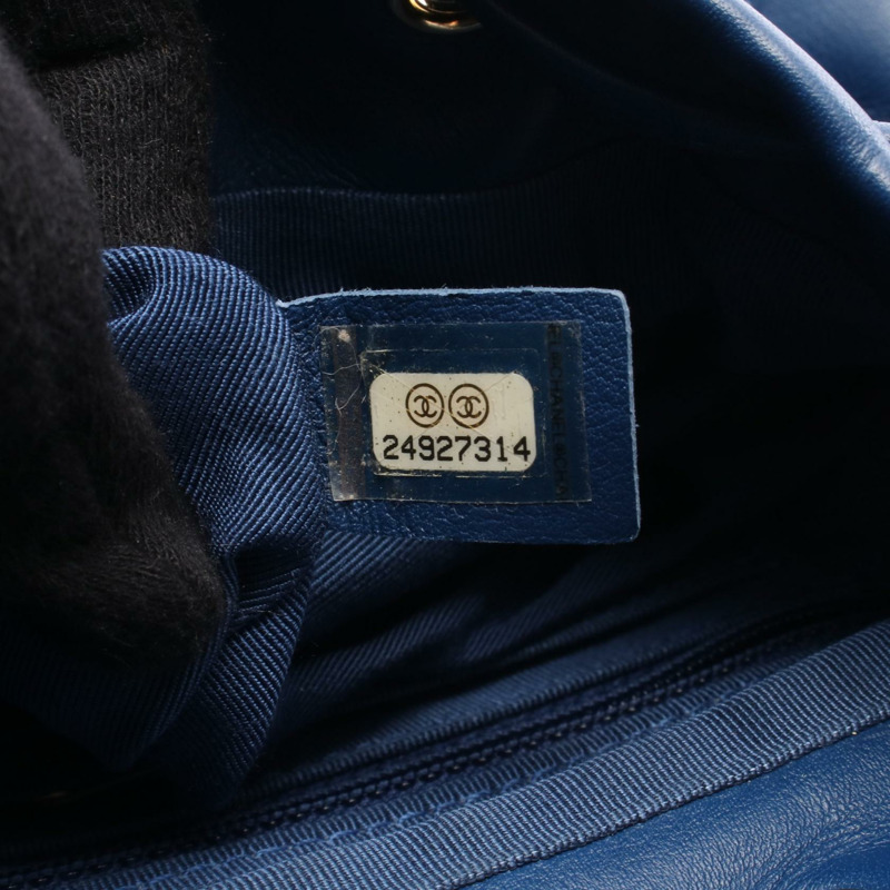 CHANEL 菱格紋鏈條單肩背包 A91121 小羊皮 藍色 GHW-4