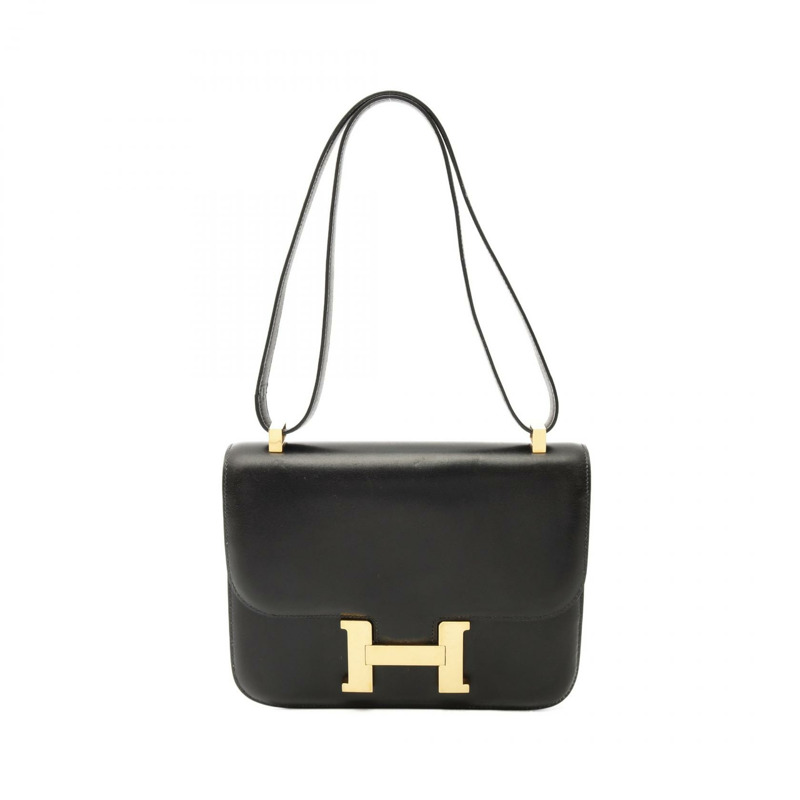 HERMES Constance 23 單肩包 N Box 小牛皮 黑色 二手 GHW-0