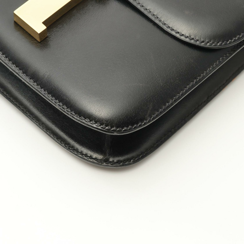 HERMES Constance 23 單肩包 N Box 小牛皮 黑色 二手 GHW-5