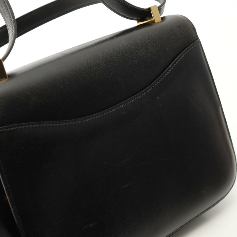 HERMES Constance 23 單肩包 N Box 小牛皮 黑色 二手 GHW-8