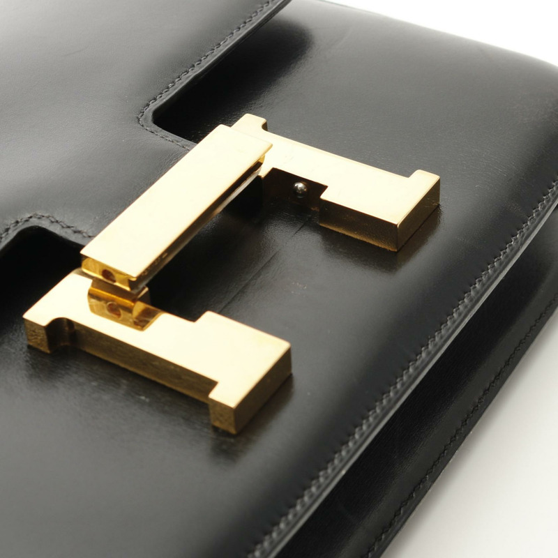 HERMES Constance 23 單肩包 N Box 小牛皮 黑色 二手 GHW-10