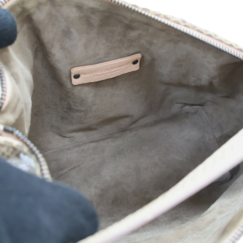 粉色 編織羊皮 蛇皮 肩背包-4