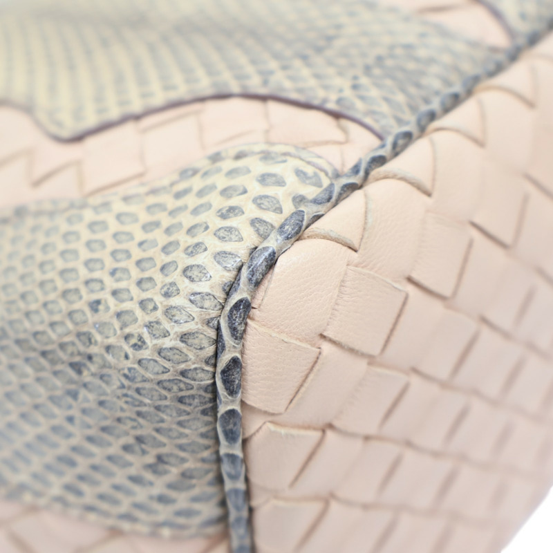 粉色 編織羊皮 蛇皮 肩背包-12