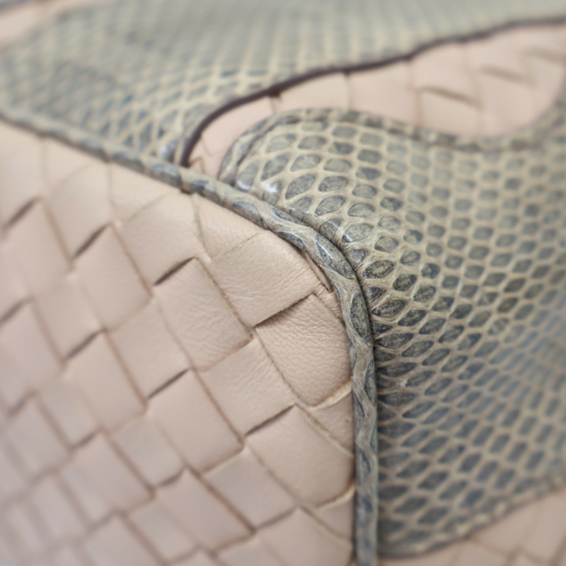 粉色 編織羊皮 蛇皮 肩背包-13