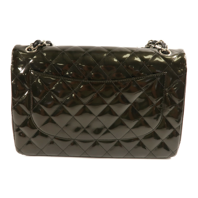 CHANEL 【激減優惠】漆皮皮革Large Classic銀扣鏈帶肩背袋-1