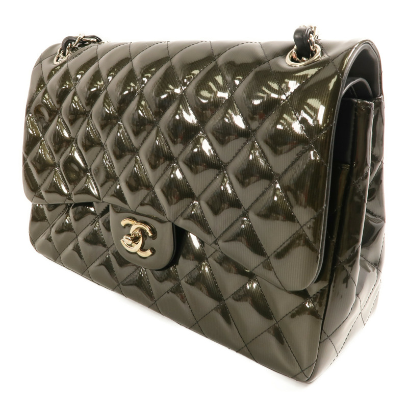 CHANEL 【激減優惠】漆皮皮革Large Classic銀扣鏈帶肩背袋-2