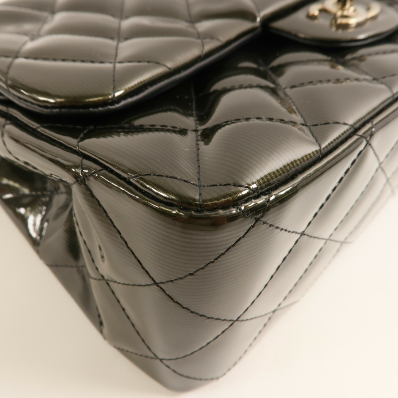 CHANEL 【激減優惠】漆皮皮革Large Classic銀扣鏈帶肩背袋-8