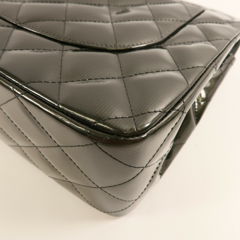 CHANEL 【激減優惠】漆皮皮革Large Classic銀扣鏈帶肩背袋-10