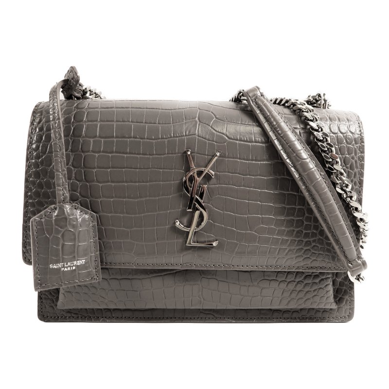 SAINT LAURENT 牛皮皮革Chain Shoulder銀扣鏈帶肩背袋-0