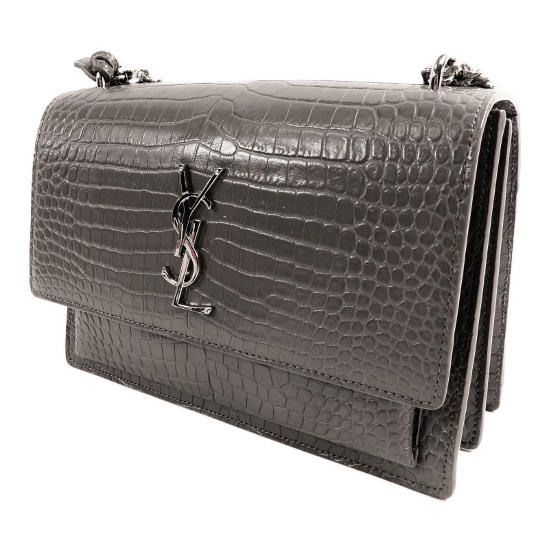 SAINT LAURENT 牛皮皮革Chain Shoulder銀扣鏈帶肩背袋-2
