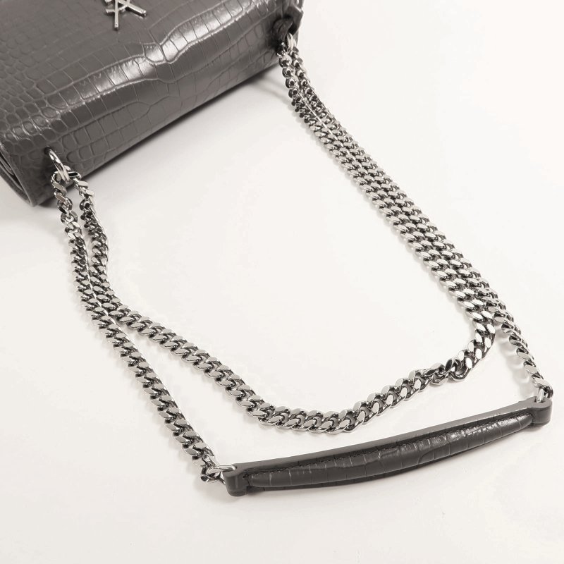 SAINT LAURENT 牛皮皮革Chain Shoulder銀扣鏈帶肩背袋-7