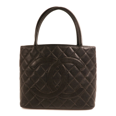 CHANEL 牛皮皮革Tote Bag銀扣肩背袋/手挽袋
