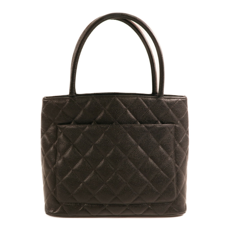 CHANEL 牛皮皮革Tote Bag銀扣肩背袋/手挽袋-1