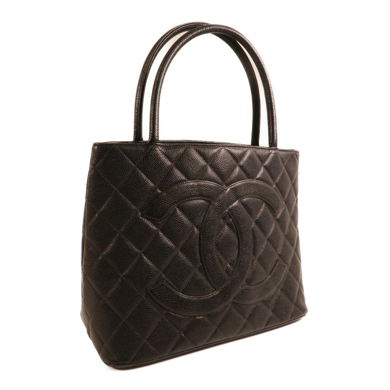 CHANEL 牛皮皮革Tote Bag銀扣肩背袋/手挽袋-2