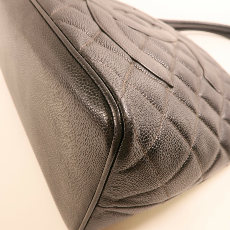 CHANEL 牛皮皮革Tote Bag銀扣肩背袋/手挽袋-9
