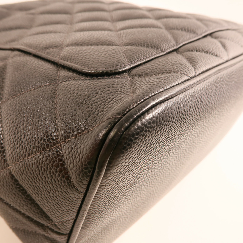 CHANEL 牛皮皮革Tote Bag銀扣肩背袋/手挽袋-10