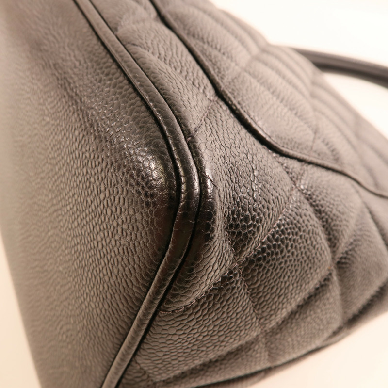 CHANEL 牛皮皮革Tote Bag銀扣肩背袋/手挽袋-11