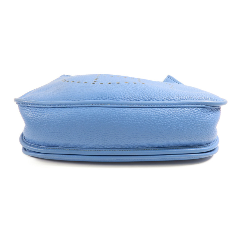 HERMES Clemence皮革Evelyne PM銀扣肩背袋Bleu Paradis-3