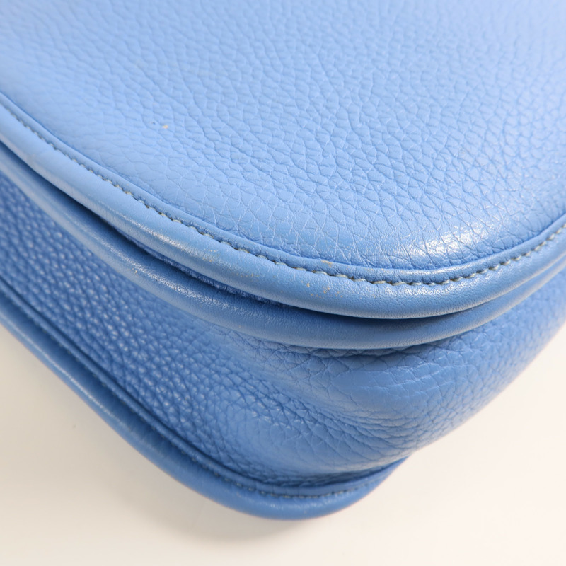 HERMES Clemence皮革Evelyne PM銀扣肩背袋Bleu Paradis-7