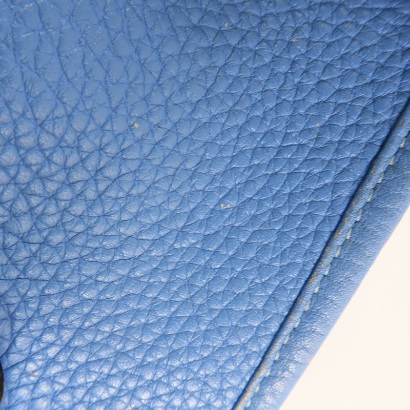 HERMES Clemence皮革Evelyne PM銀扣肩背袋Bleu Paradis-10