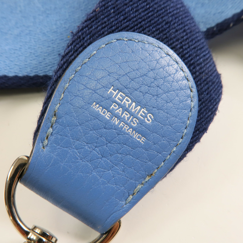 HERMES Clemence皮革Evelyne PM銀扣肩背袋Bleu Paradis-14