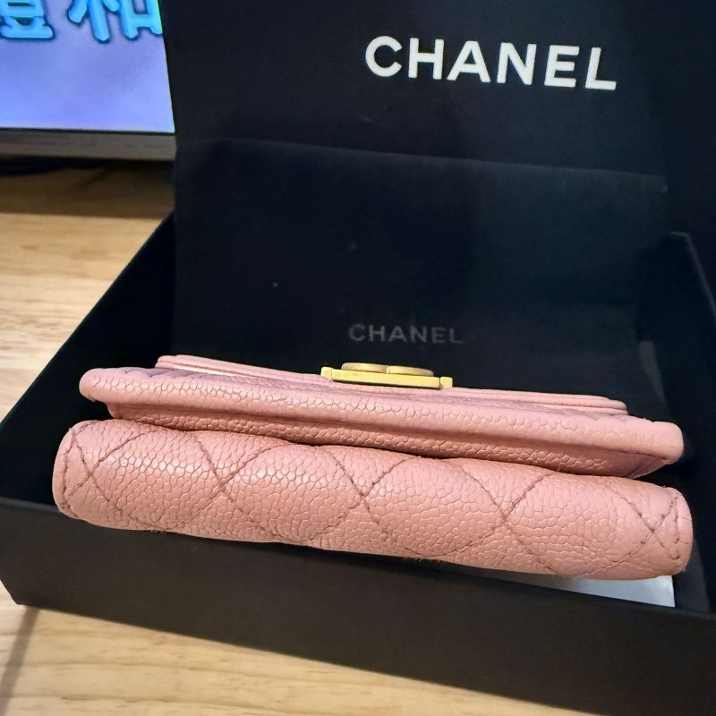 Chanel 香奈兒 淺粉三摺銀包-2