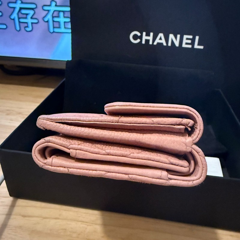Chanel 香奈兒 淺粉三摺銀包-9