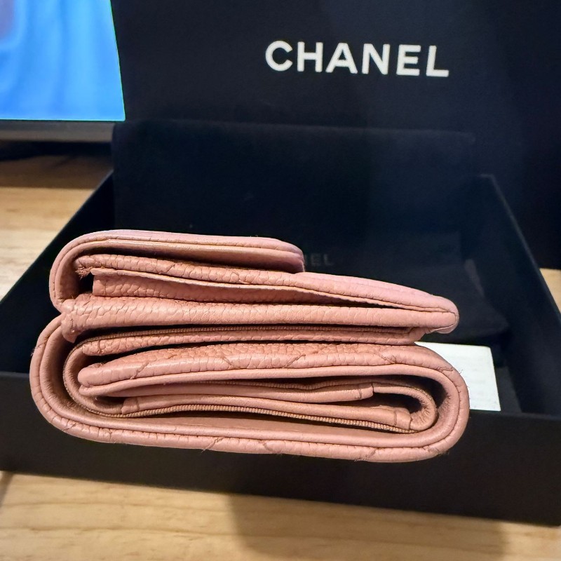 Chanel 香奈兒 淺粉三摺銀包-11