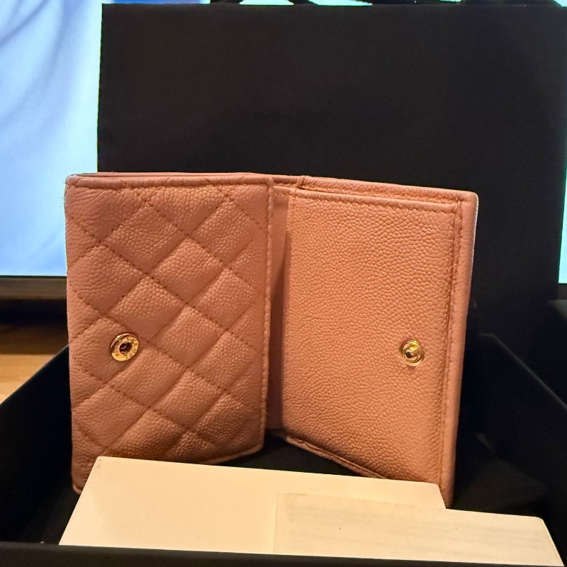 Chanel 香奈兒 淺粉三摺銀包-12