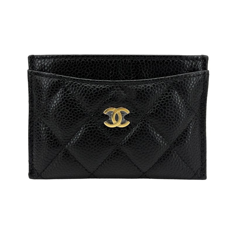 Chanel 金雙C菱格粒紋牛皮信用卡套/卡夾(AP0213-黑)-0