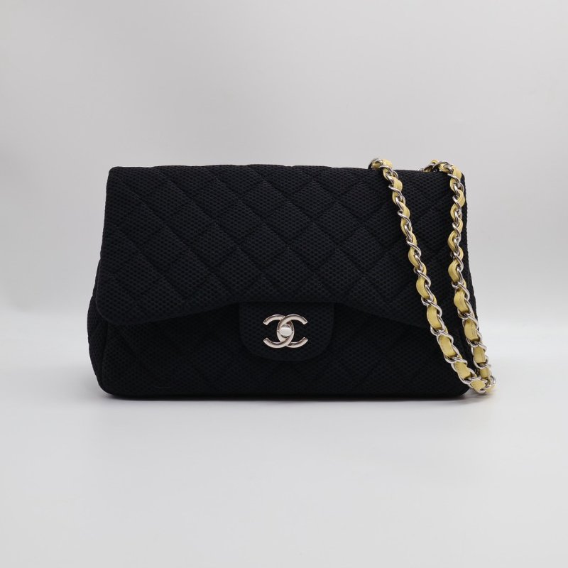 CHANEL 漆皮皮穿鍊口蓋包 CF29 - 黑銀13開-0