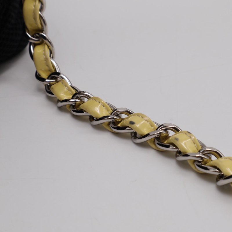 CHANEL 漆皮皮穿鍊口蓋包 CF29 - 黑銀13開-9