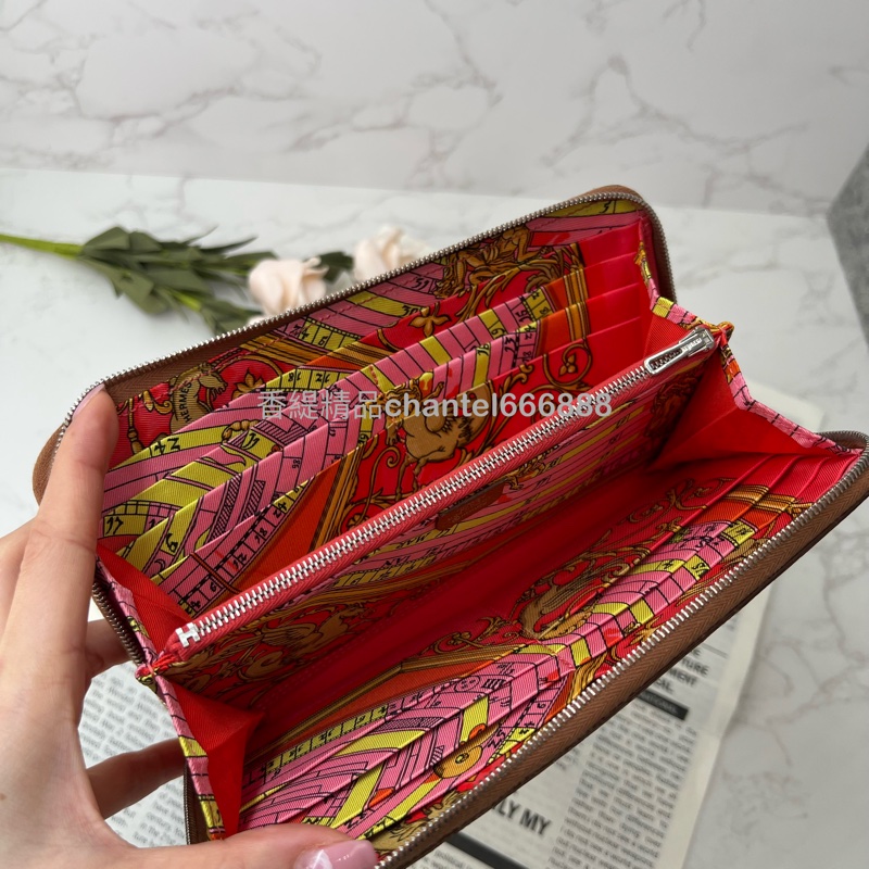 💗香緹國際精品💗 Hermes愛馬仕 silk in 金棕長夾-3