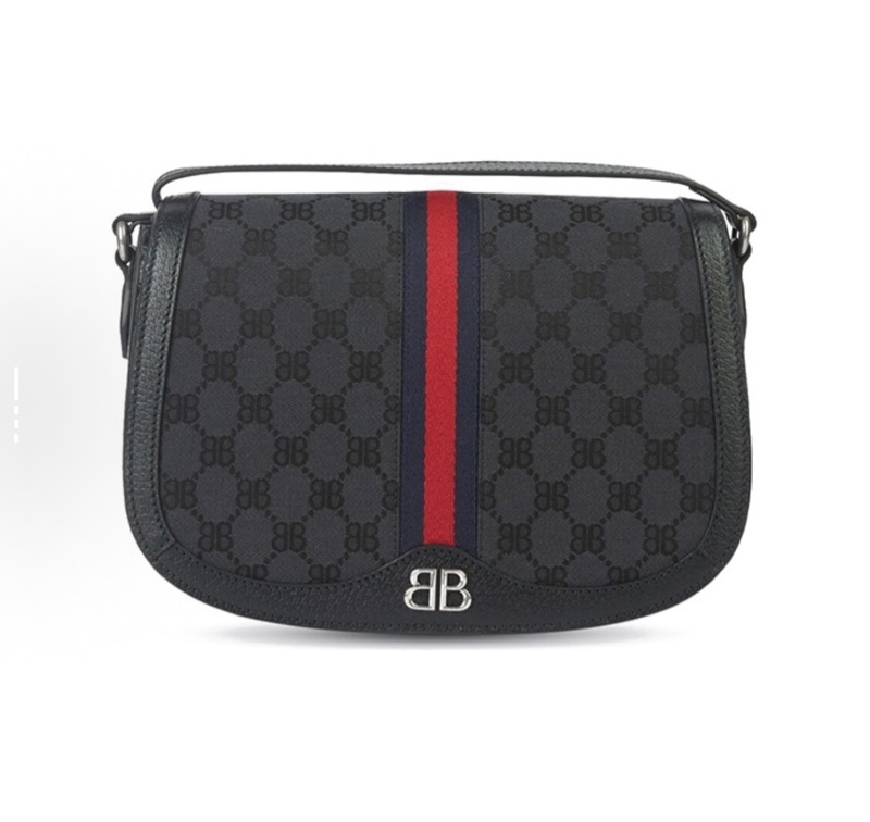 Balenciaga巴黎世家 x GUCCI 聯名款 馬鞍包斜挎包 中號 男女可背-4