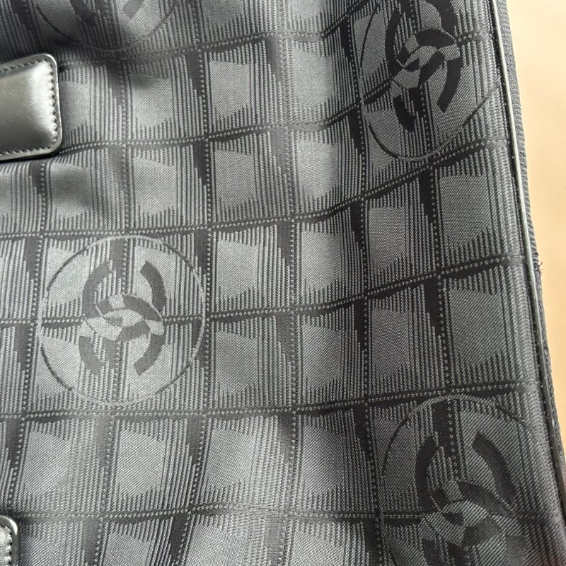 ::CHANEL:: Travel Line 黑色緹花尼龍手提肩背 托特包-19