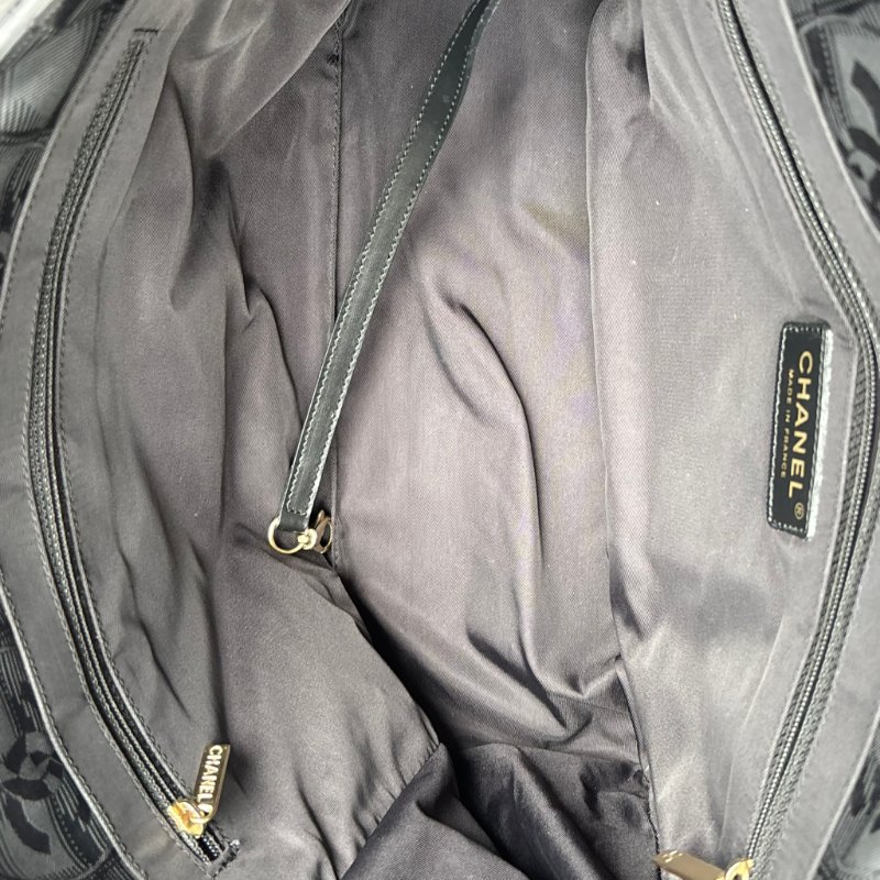 ::CHANEL:: Travel Line 黑色緹花尼龍手提肩背 托特包-23