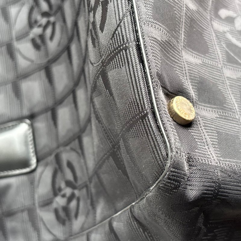 ::CHANEL:: Travel Line 黑色緹花尼龍手提肩背 托特包-37