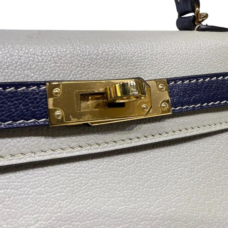 【美收精品】HERMES 灰藍色拼接 MINI KELLY C刻印 B-180【隔月月中將轉賣至日本 上架期限30天】-10