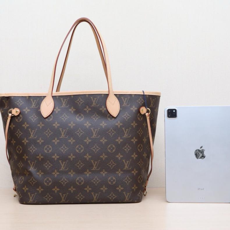 LOUIS VUITTON(路易威登) Neverfull 中號 31 配子袋 米色內裏 老花 PVC 金扣 晶片-2