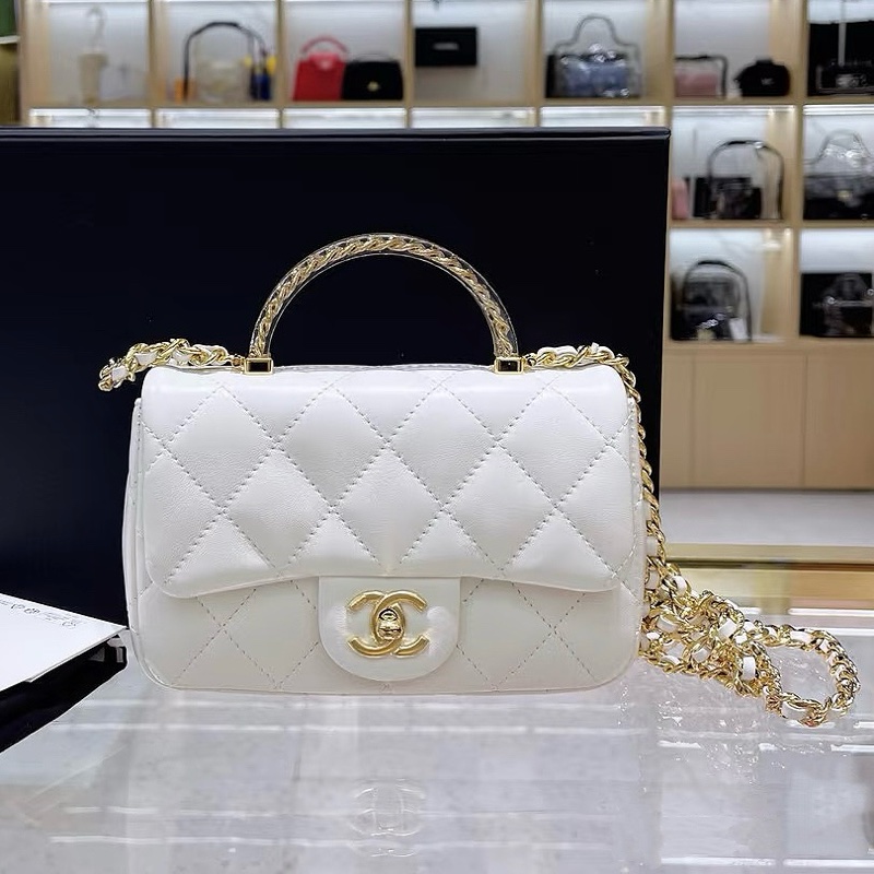 香奈兒24s春夏款樹脂透明手柄CF口蓋包-0