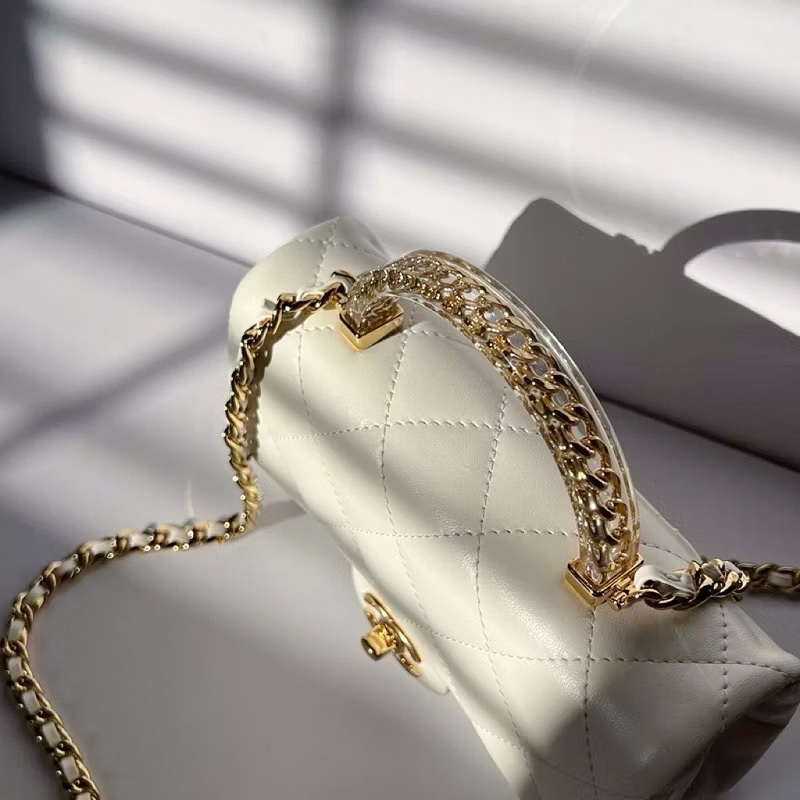 香奈兒24s春夏款樹脂透明手柄CF口蓋包-3