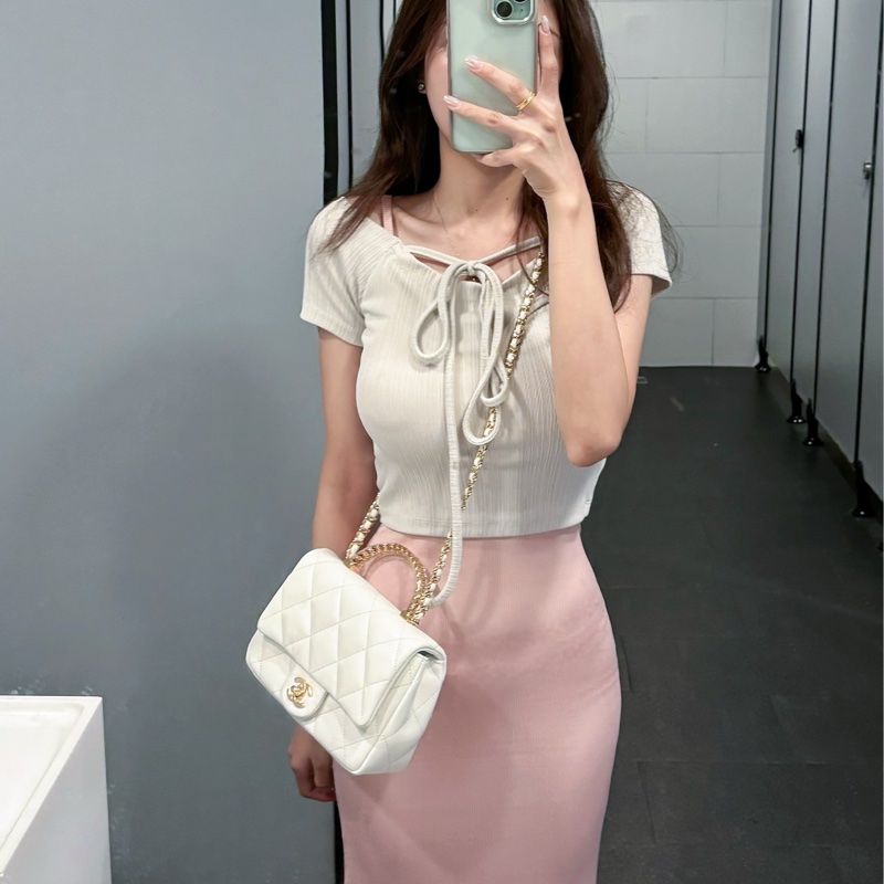 香奈兒24s春夏款樹脂透明手柄CF口蓋包-4