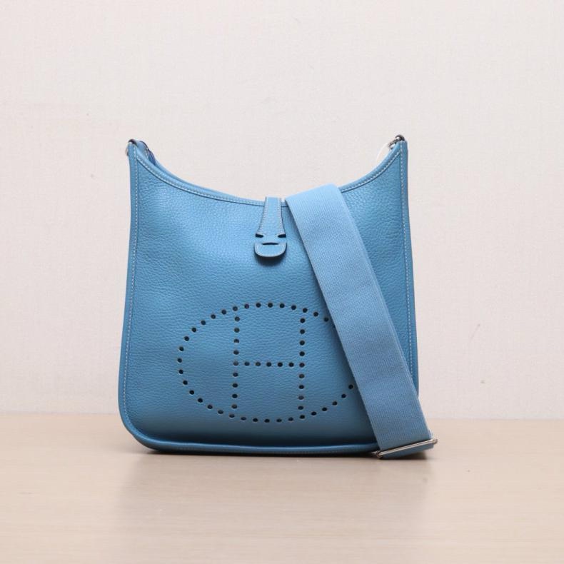 HERMES(愛馬仕) Evelyne 小號 29 75牛仔藍 TC皮 框O 銀扣-0