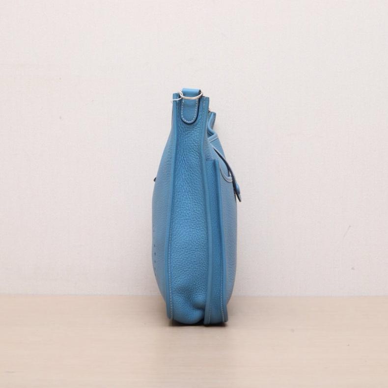 HERMES(愛馬仕) Evelyne 小號 29 75牛仔藍 TC皮 框O 銀扣-1