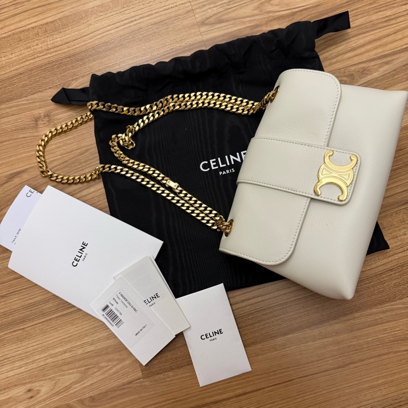 已售出Celine victoire teen白色鏈帶包22公分-0
