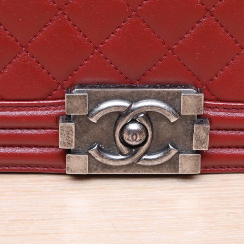 CHANEL(香奈兒) Leboy 中號 25cm 紅色  18開 銀扣-5
