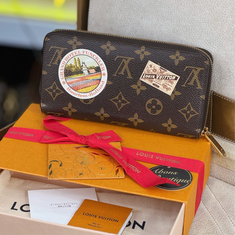 Louis Vuitton 限量圖騰原花World Tour拉鍊發財長夾🎶賞心悅目-0